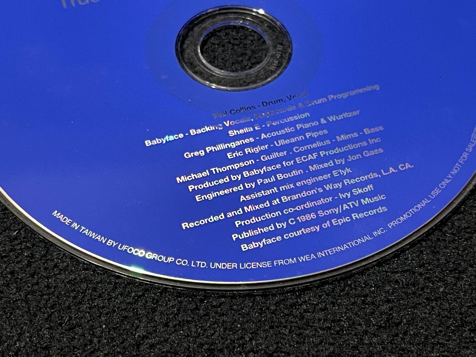 Phil Collins True Colors Taiwan Ltd Edition 1-Track Promo CD Sampler 1998 RARE