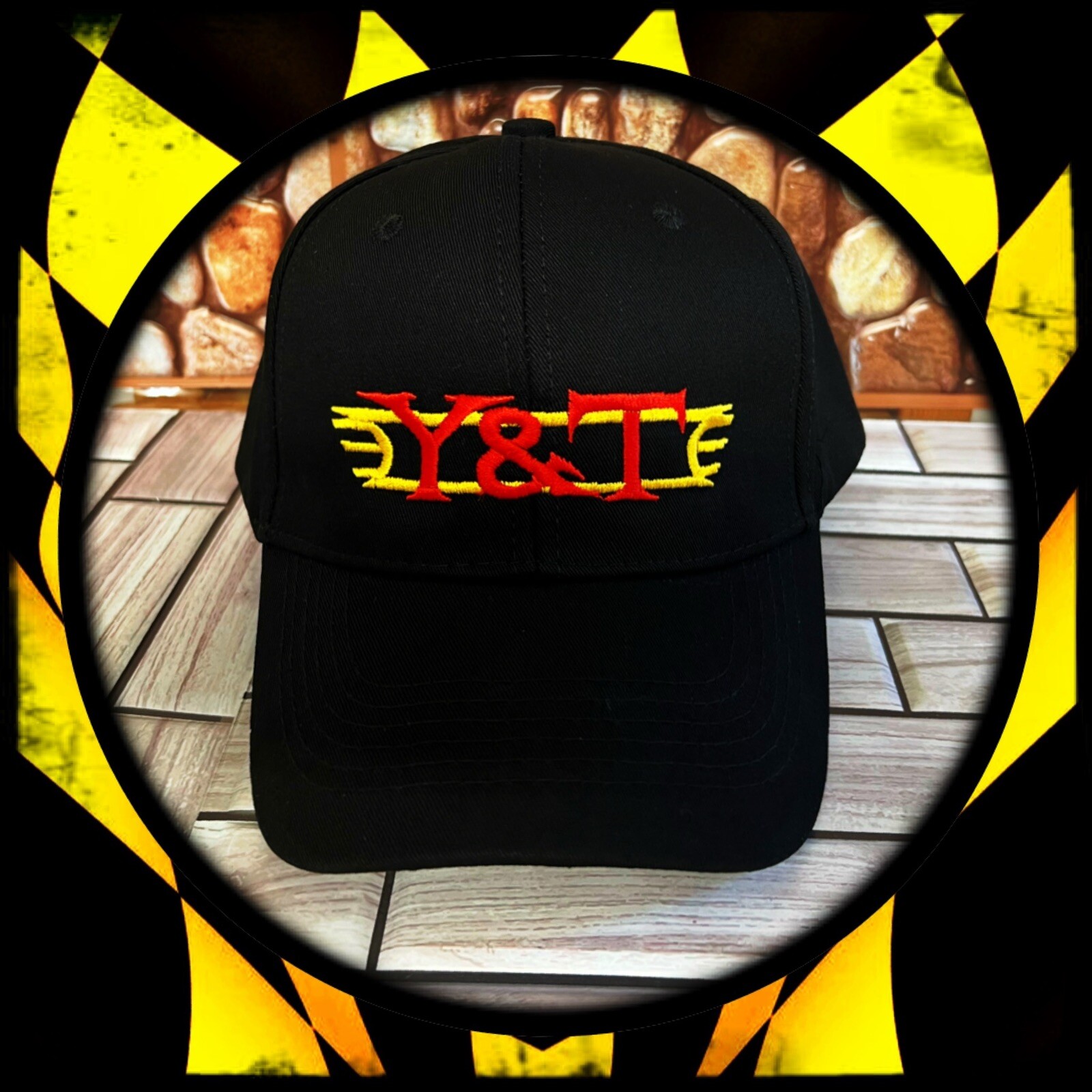 Y&T LOGO EMBROIDERY BASEBALL HAT ADJUSTABLE BACK SMALL BUCKLE