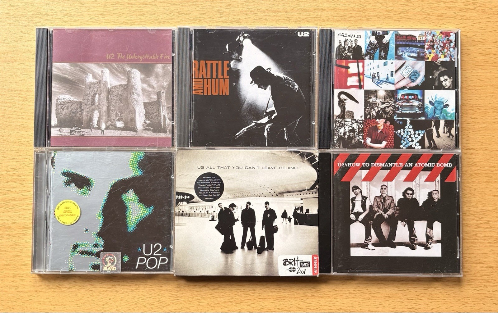 U2 CDs - Unforgettable Fire, Rattle & Hum, Achtung Baby, Pop, Leave It All,