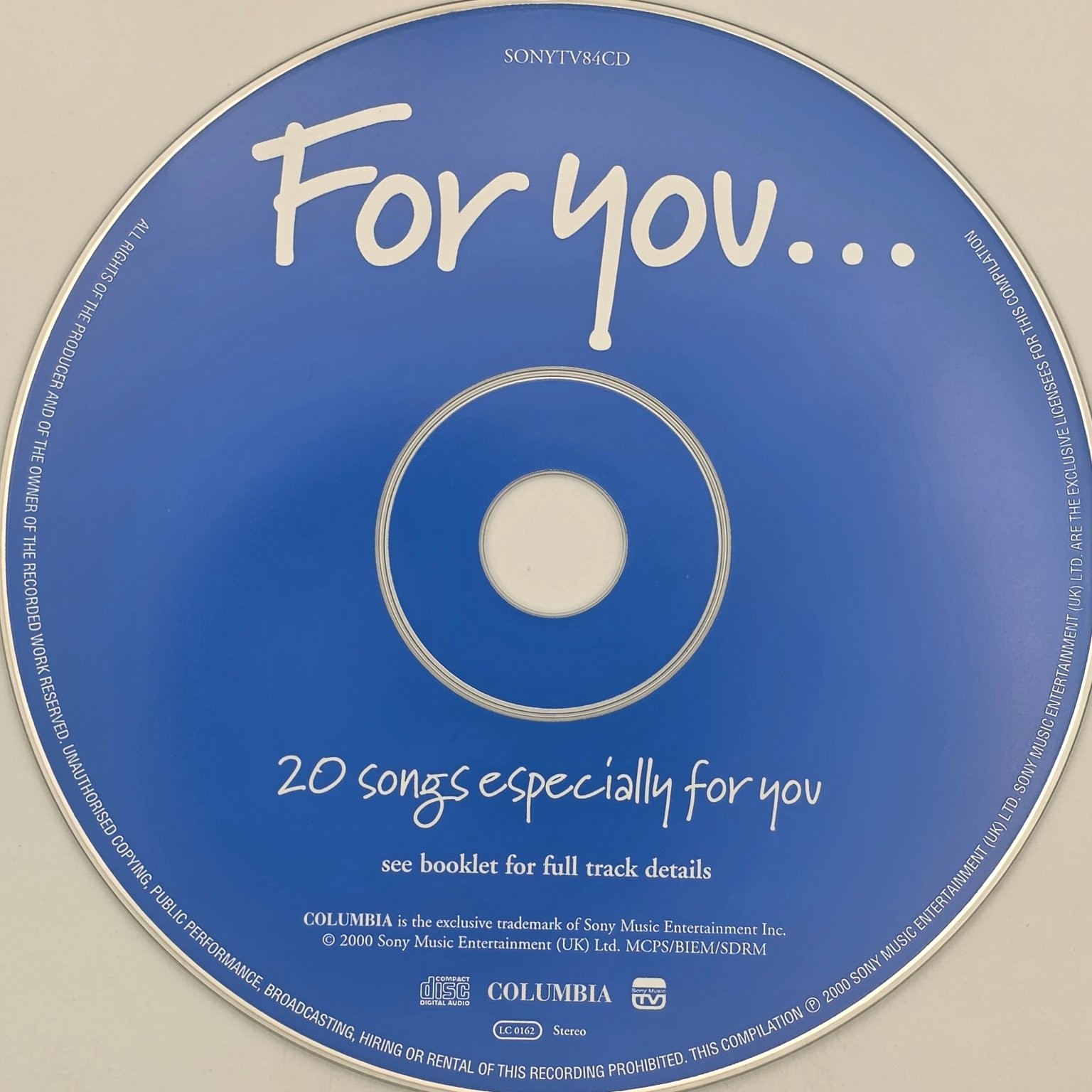 Sony Music For You... 20 Songs Especially For You CD Compilation SONYTV84CD