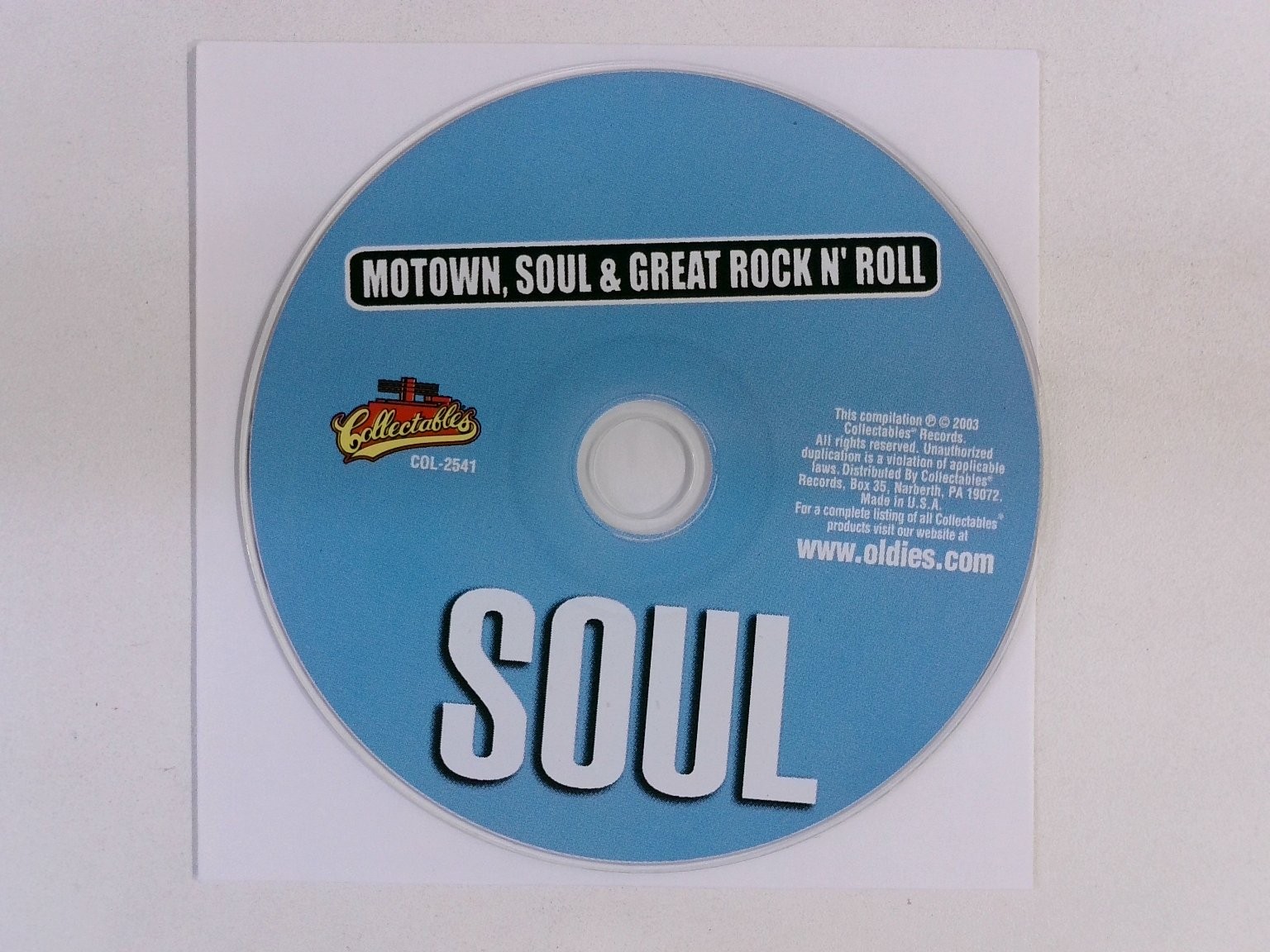 Motown Soul & Great Rock N Roll Various Artists - CD DISC ONLY 2003 Collectables