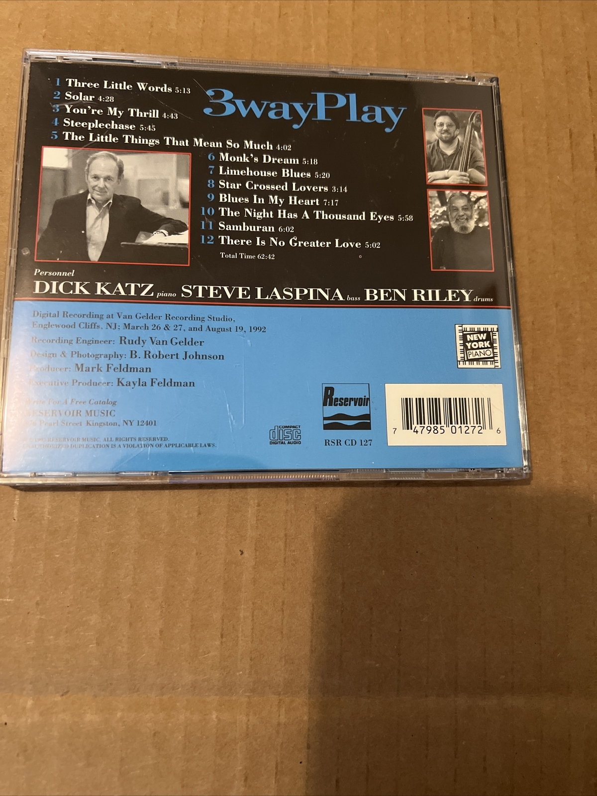 Dick Katz - 3 Way Play CD Steve Laspina Ben Riley