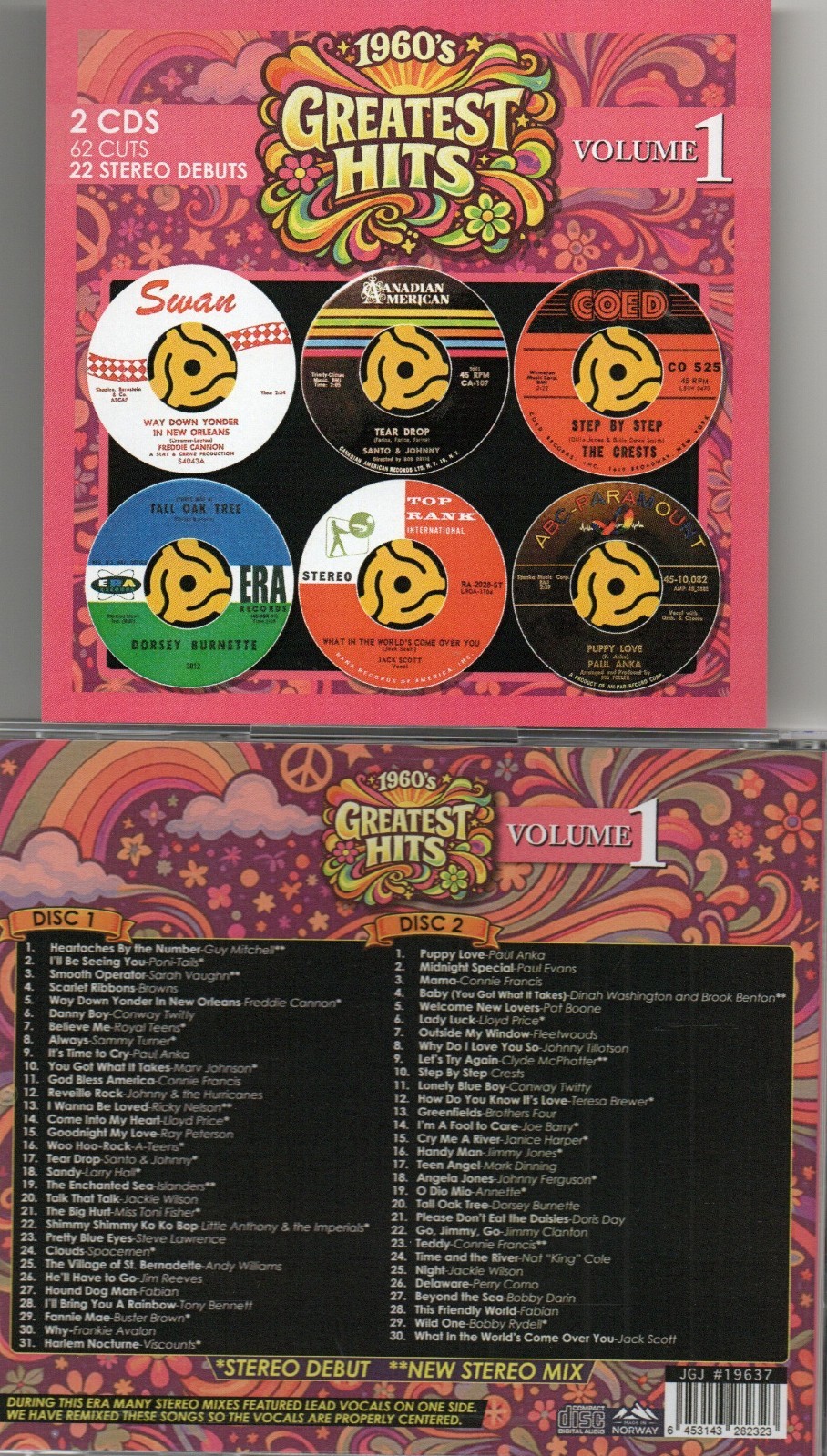 1960'S GREATEST HITS VOL. 1-2 CDs-62 CUTS-22 STEREO DEBUTS-BRAND NEW!