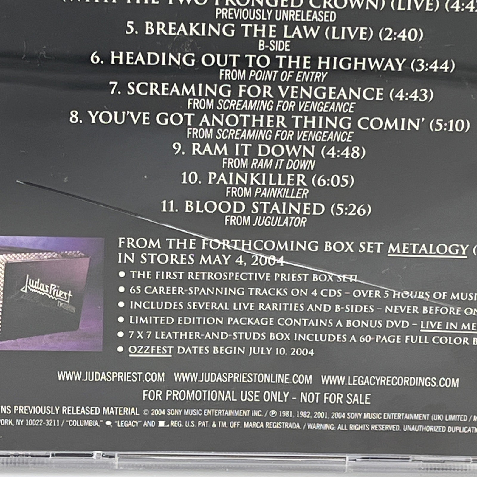 JUDAS PRIEST Metalogy Box Set Sampler PROMO CD Excellent Tested Crack In Case