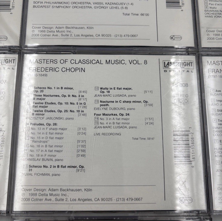 Masters of Classical Music 10 CD Set Complete Laserlight Digital