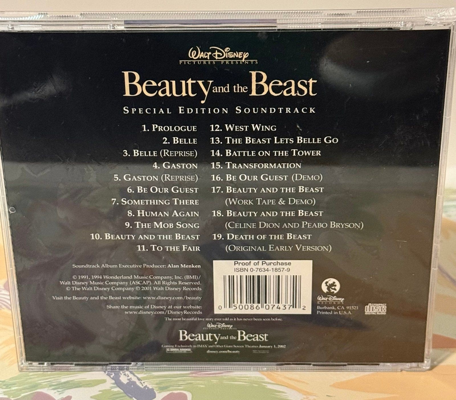 2001 Walt Disney Special Edition Soundtrack- 1991 Beauty and the Beast