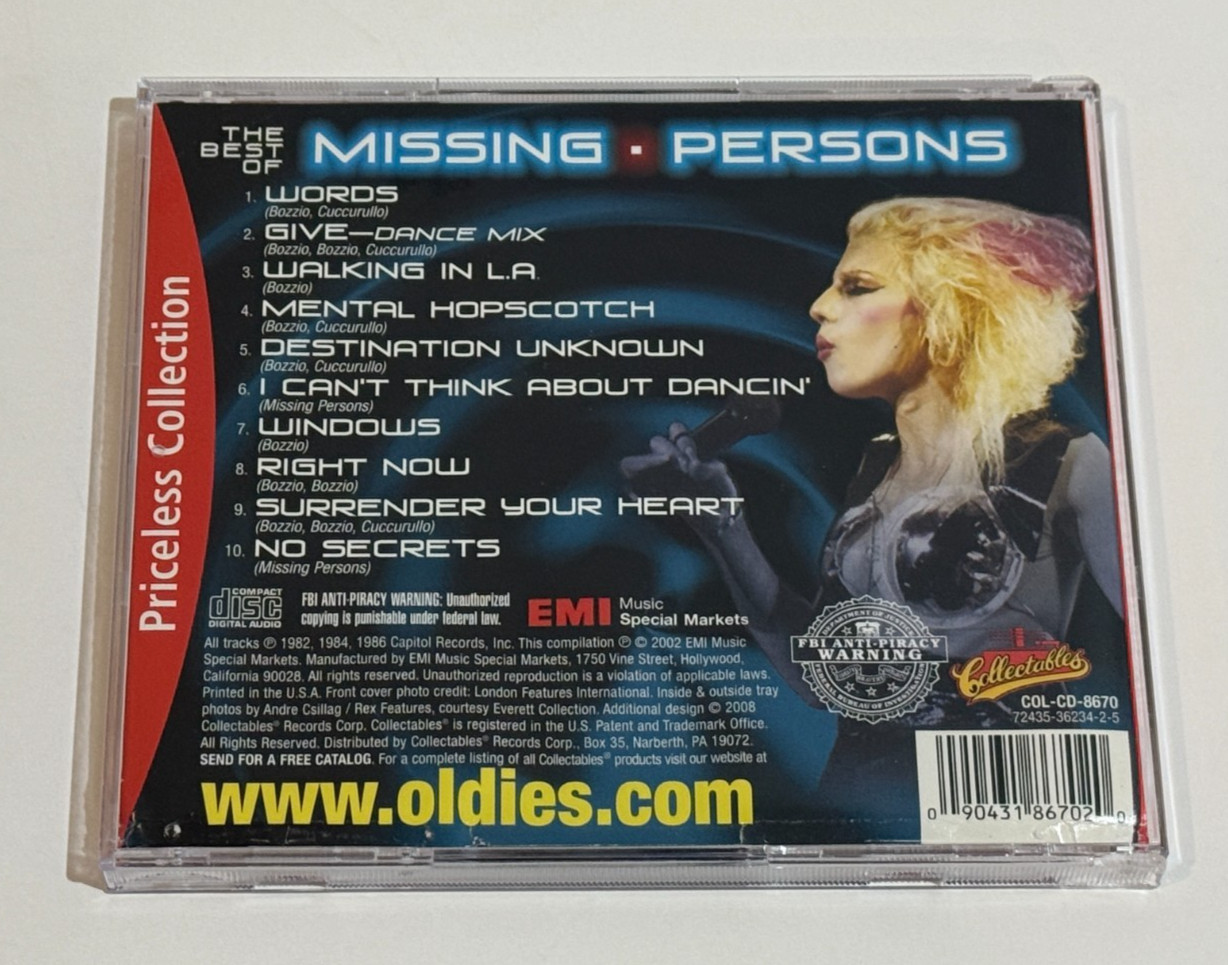 The Best Of Missing Persons CD 2008 Dale Bozzio Signed New Wave Synth Pop
