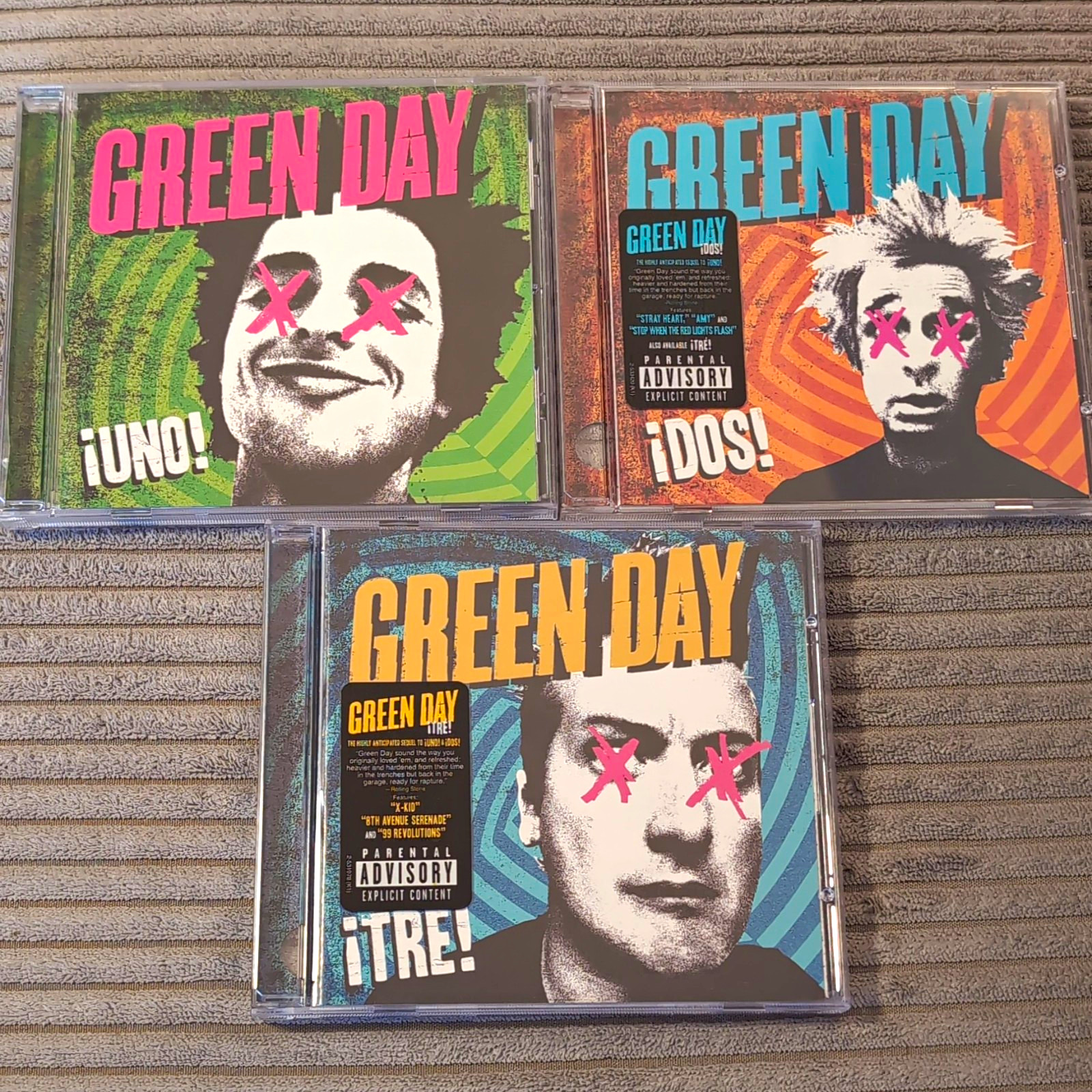 Green Day ¡Uno! ¡Dos! ¡Tré! 3-CD Lot Punk Rock