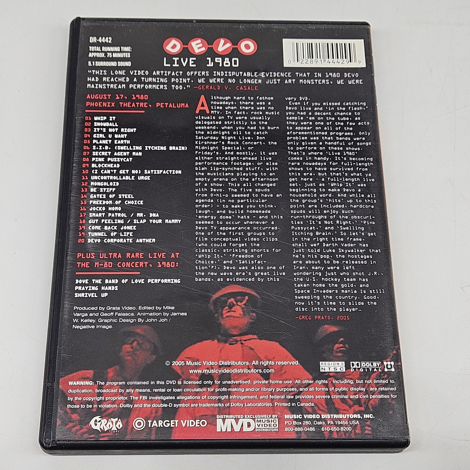 Devo Live 1980 Target Video Presents DVD August 17 Phoenix Theater Petaluma