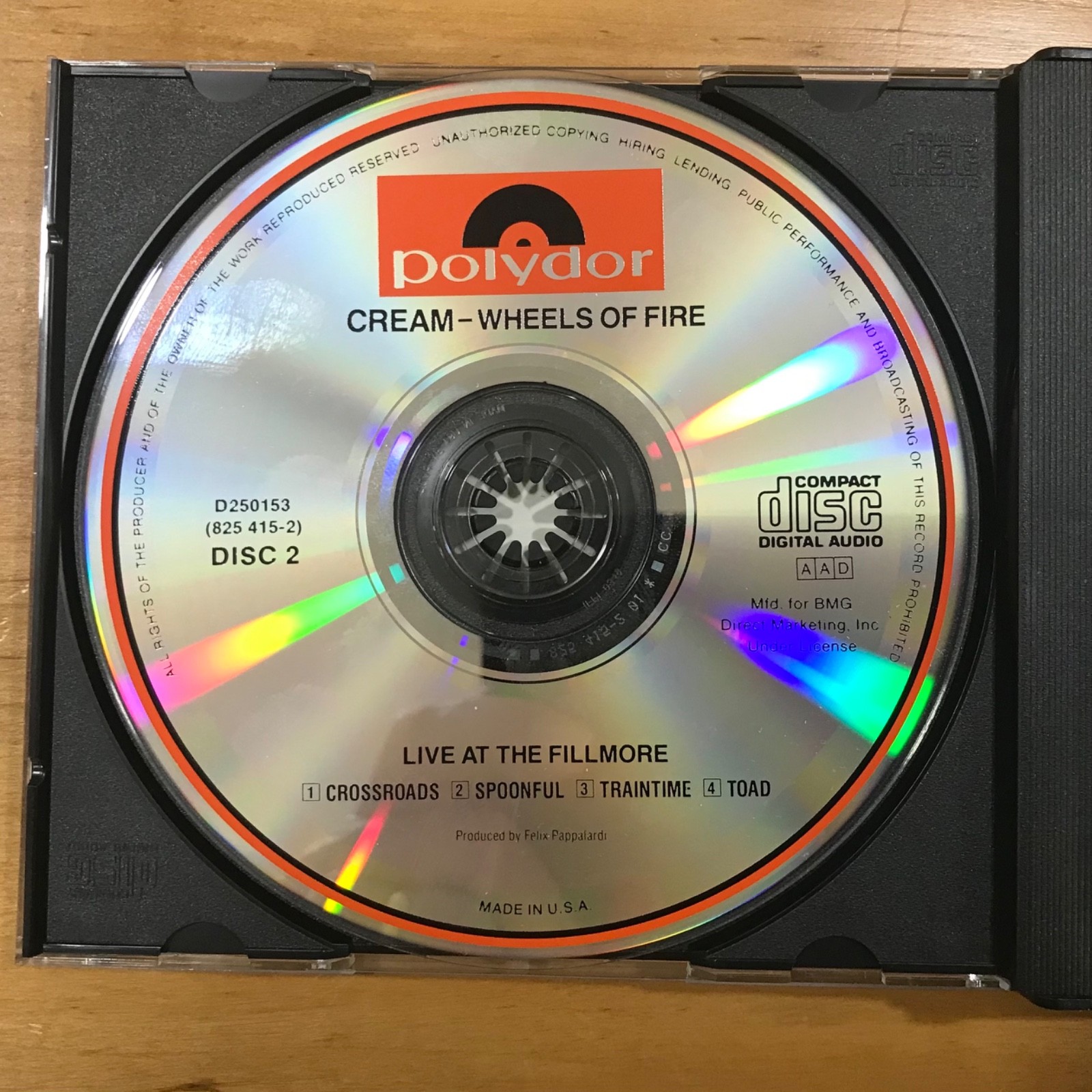 Cream Wheels of Fire 2 CD Set In The Studio And Live At The Fillmore