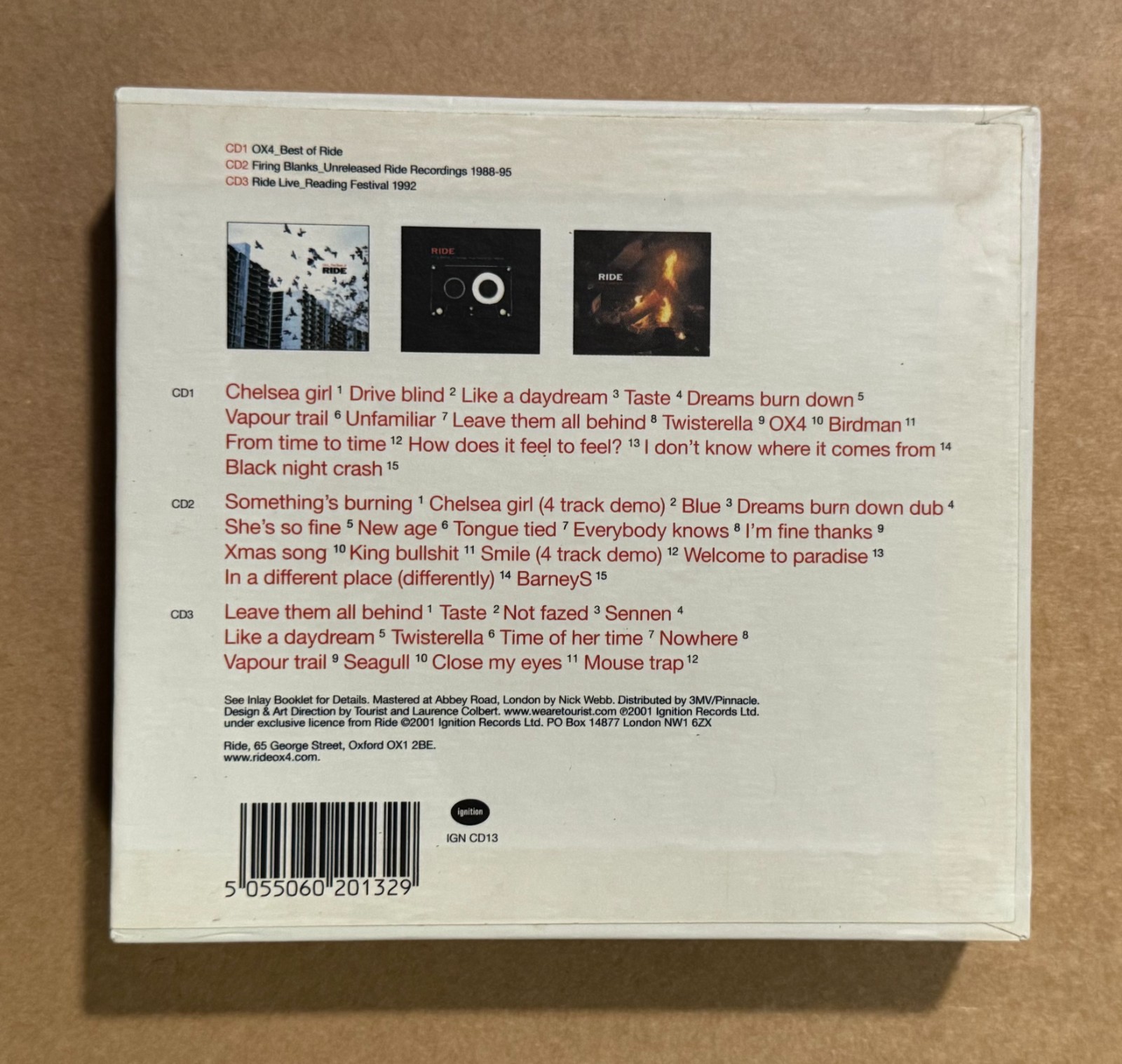 Ride 3CD box set w/ OX4: Best of Ride Firing Blanks Live Reading 2001 UK Import