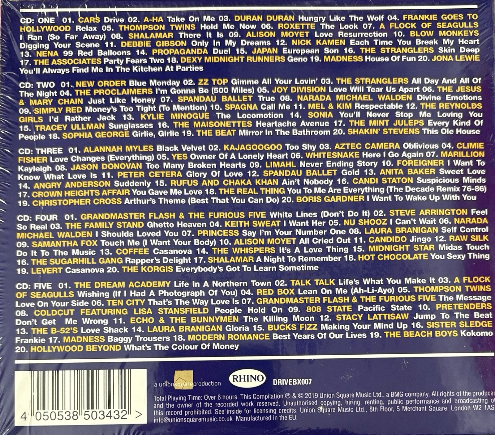 VARIOUS ARTISTS "DRIVEN BY 80S ANTHEMS" BRAND NEW ORIGINAL 2019 UK 5CD ALBUM