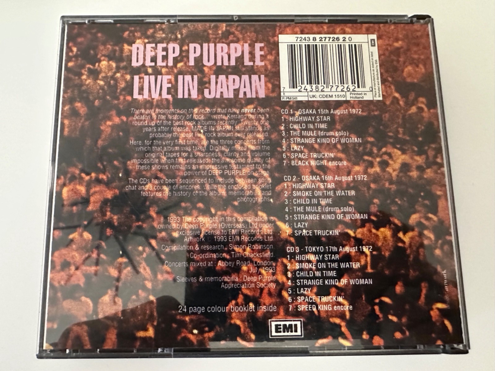 DEEP PURPLE - 3CD SET - LIVE IN JAPAN 1972 - EMI - IN A LARGE FAT CD BOX
