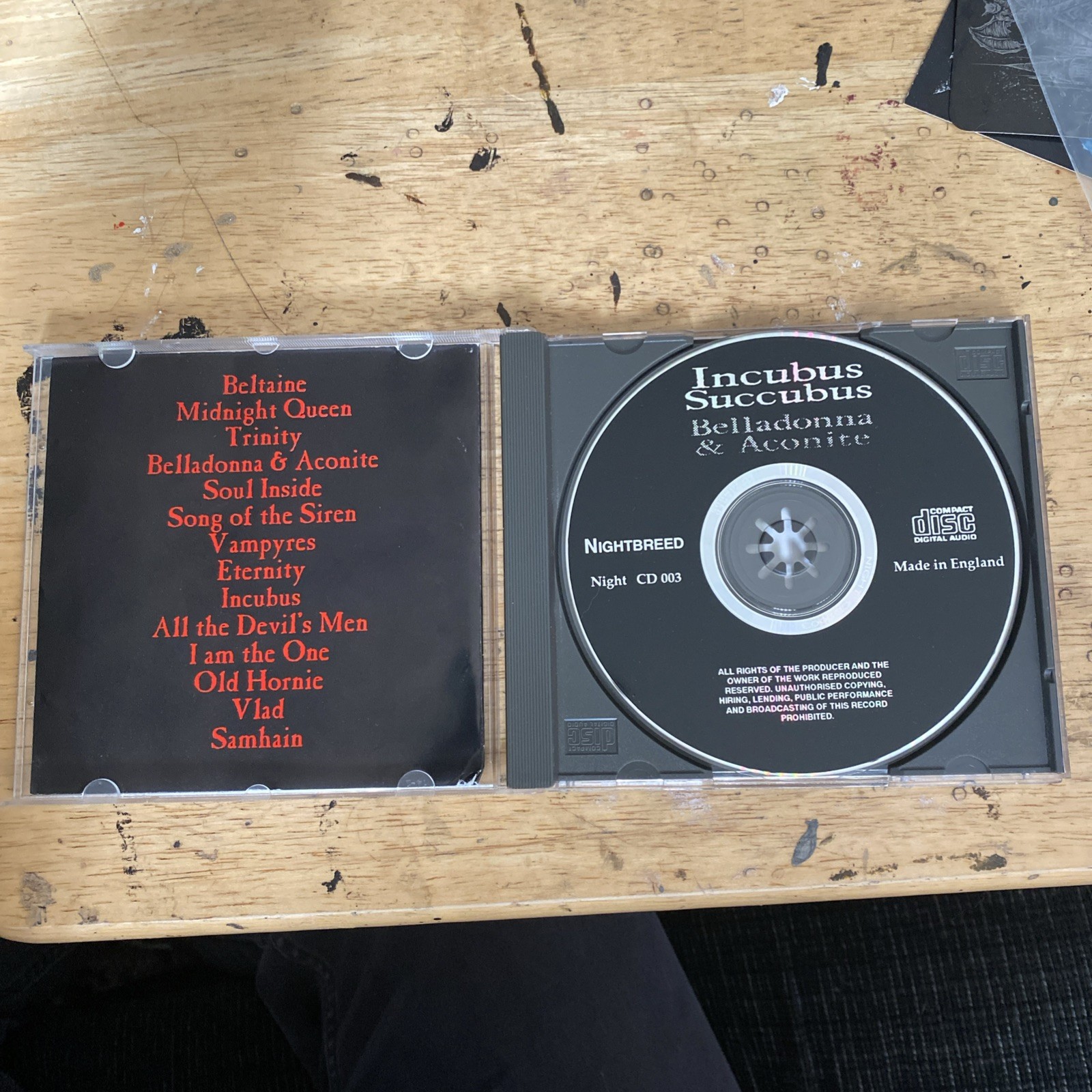 Incubus Succubus - Belladonna & Aconite (CD, 1993, Nightbreed, UK) Goth Rock