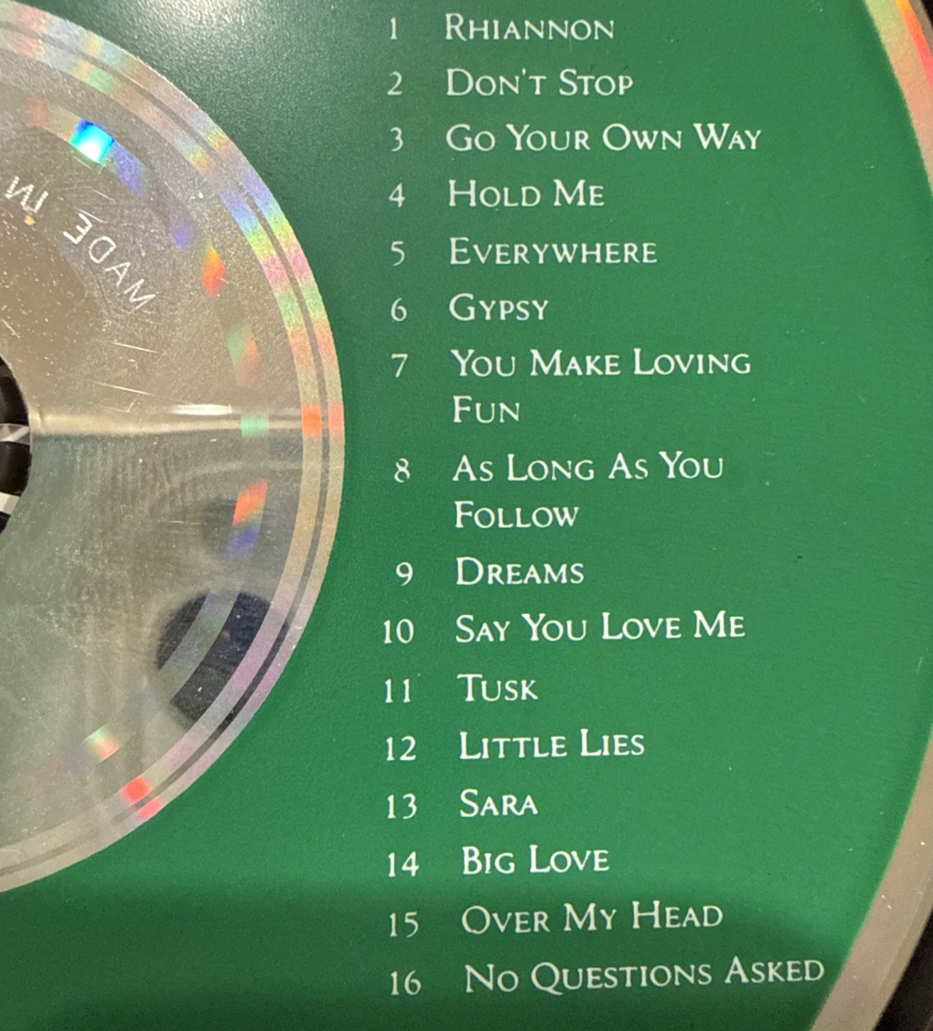 Fleetwood Mac Greatest Hits Compact Disc CD 1970’s And 1980’s