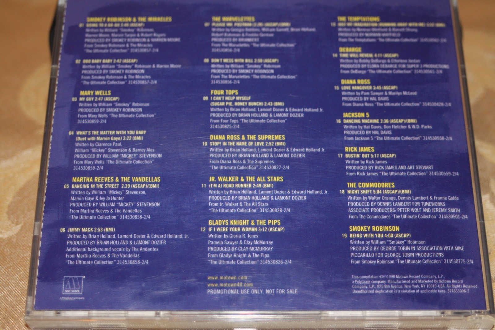 The Ultimate Collection "Motown Sampler Winter 1998" CD Promo Only