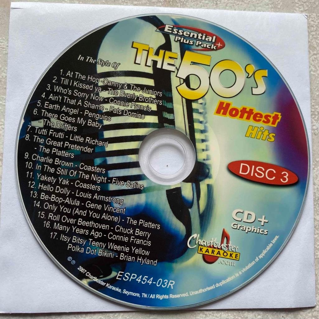 1950's KARAOKE CDG CHARTBUSTER CD+G MUSIC 454-03 oldies rock pop discs songs