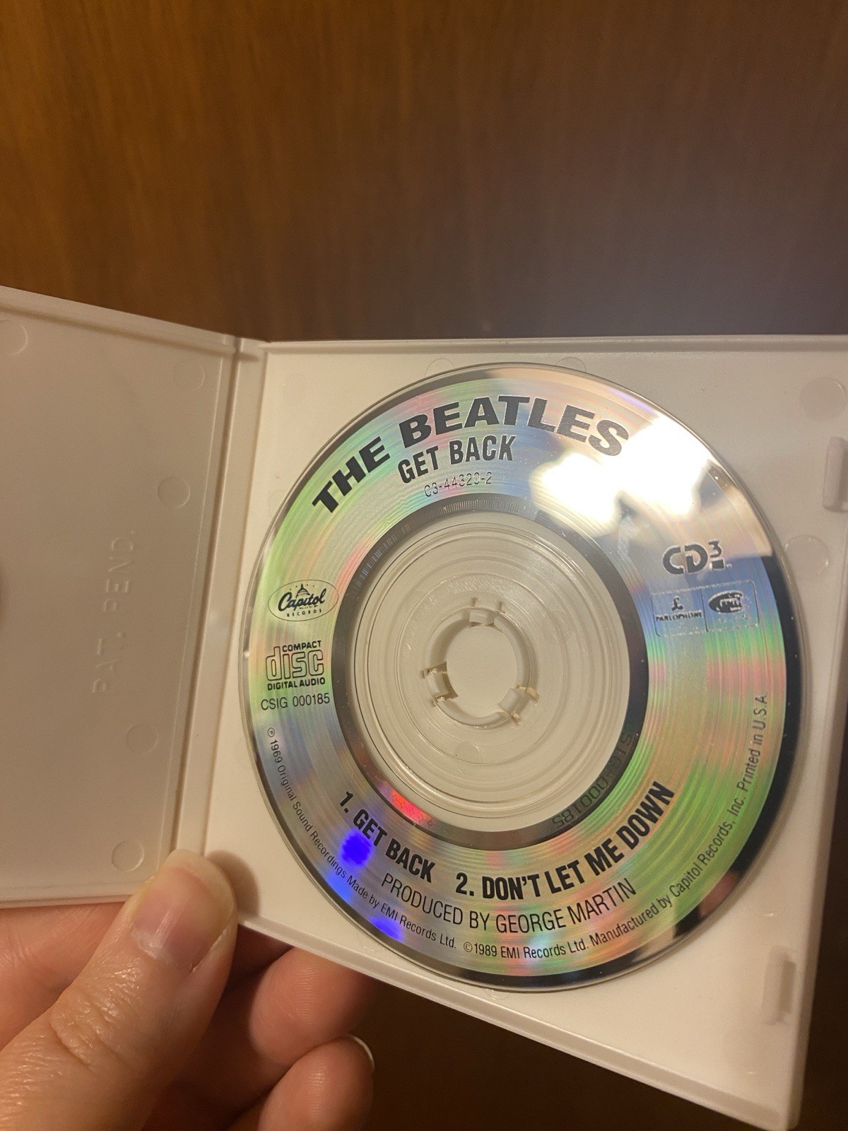 The Beatles Get Back/Dont Let Me Down 3 Inch Mini CD Single Capitol Records 1989