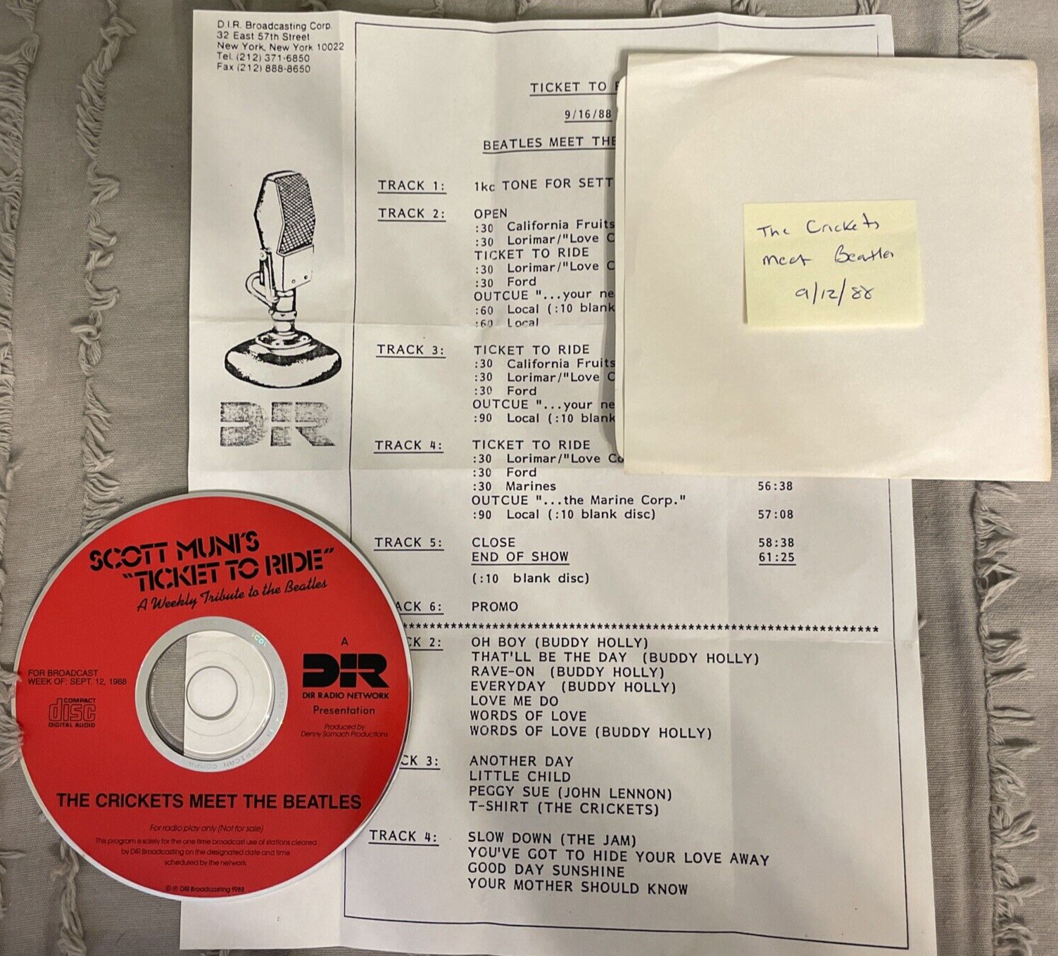 The Crickets Meet The Beatles "Ticket To Ride" Radio Show 9/12/88 on CD with cue