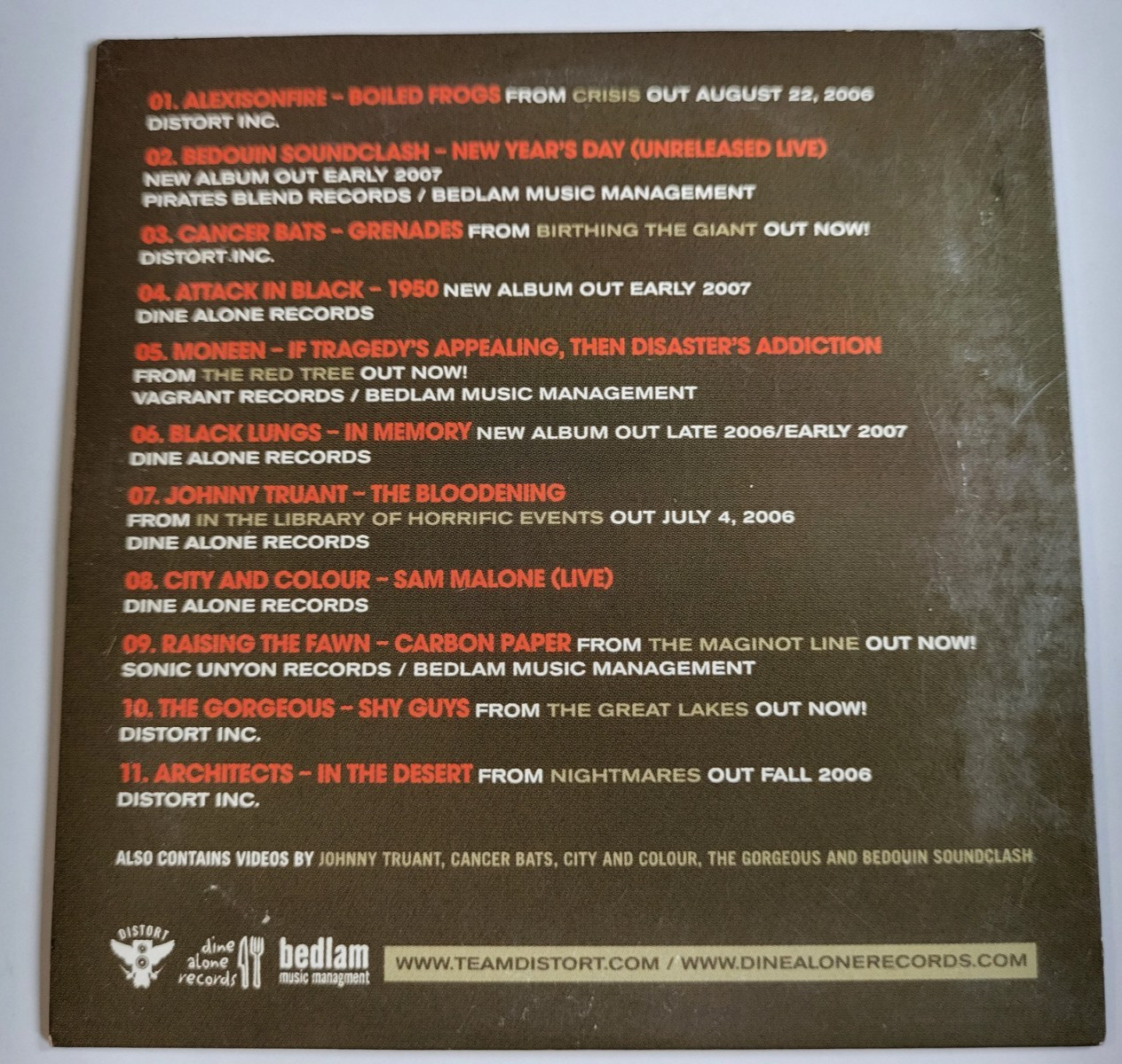 Distort / Dine Alone Summer Sampler 2006 Alexisonfire Bedouin Soundclash Moneen