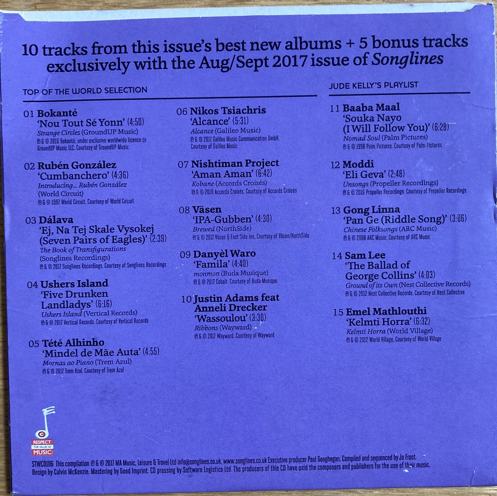 Various Artists - Songlines Sampler CD (Vol 130, Aug/Sept 2017)