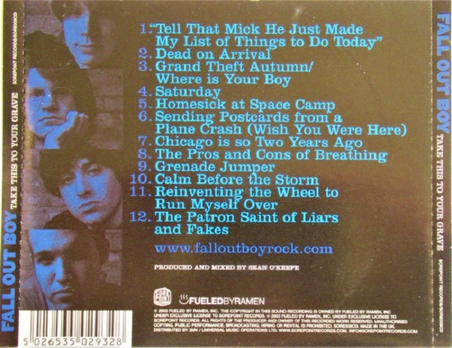 FALL OUT BOY Take This To Your Grave CD