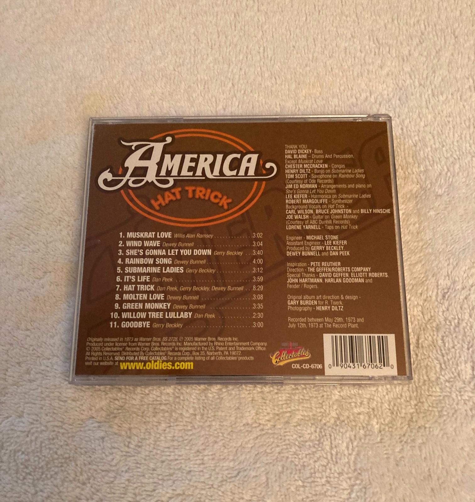 America "Hat Trick" CD on Collectables Label 2005