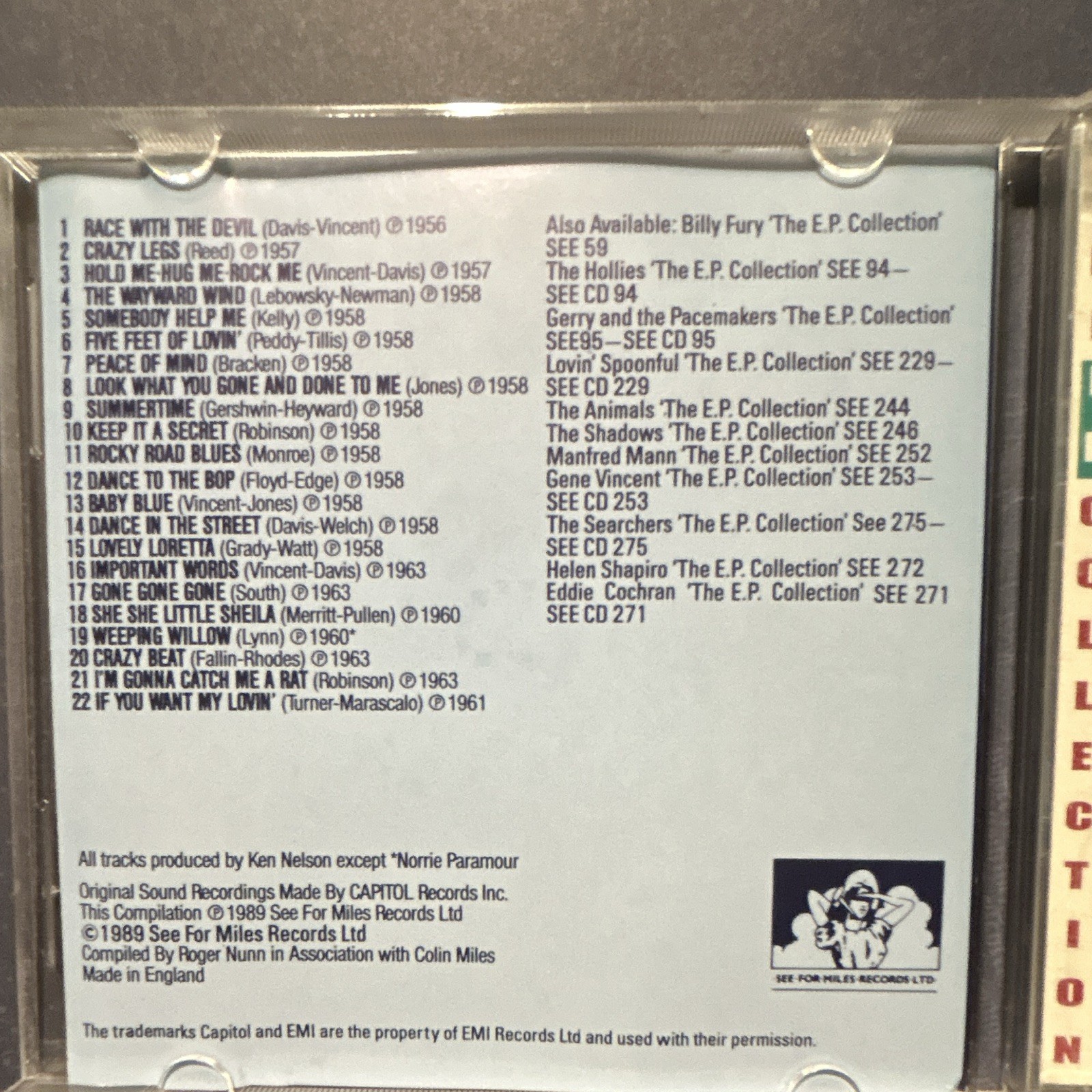 Gene Vincent - E.P. Collection CD See For Miles 1996 SEE CD 253