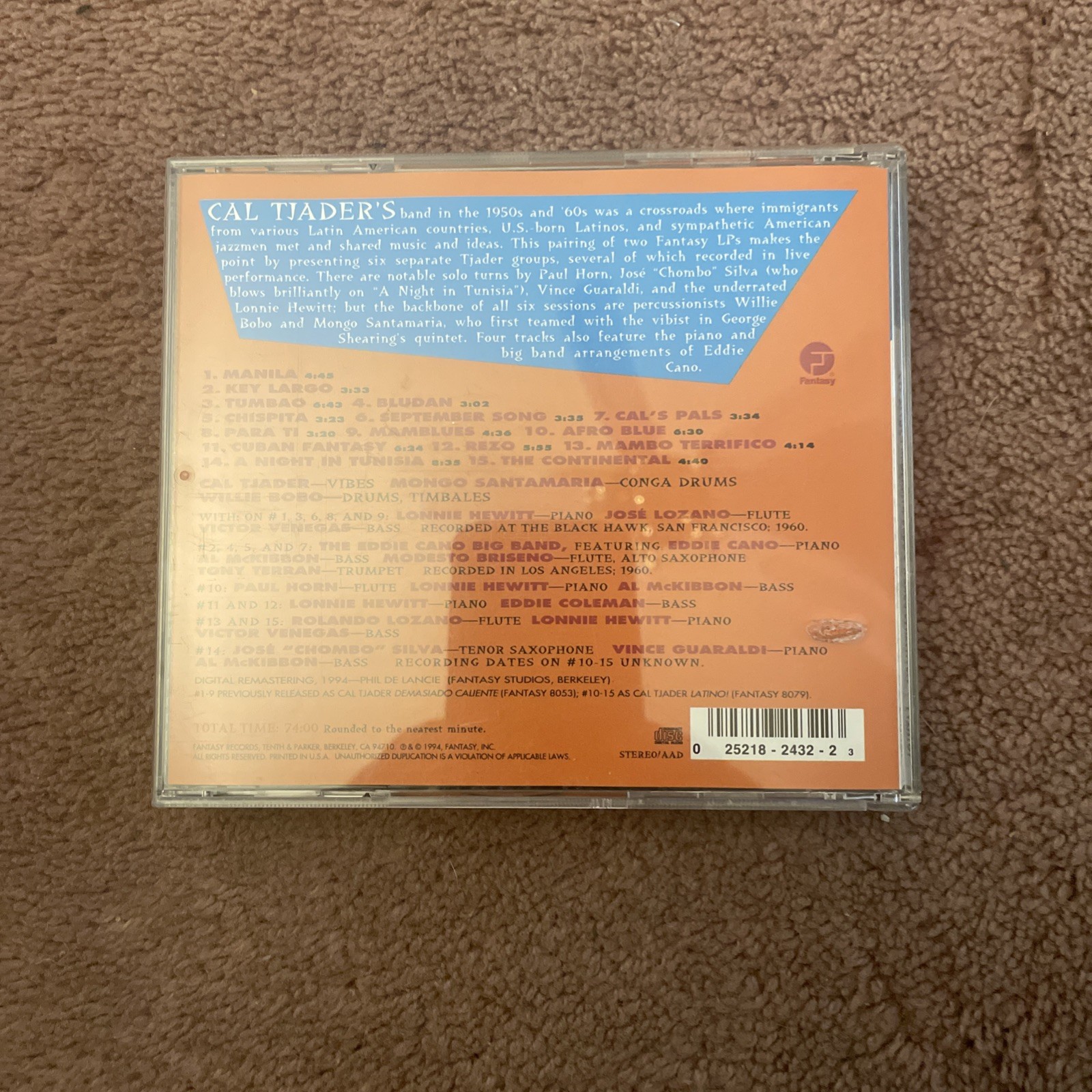 CAL TJADER WITH BOBO & MONGO SANTAMARIA - LATINO - 1994 FANTASY INC - CD