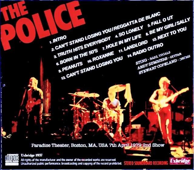 The Police MA USA 1979 2nd Show Soundboard CD Stereo Soundboard Recording 65min.
