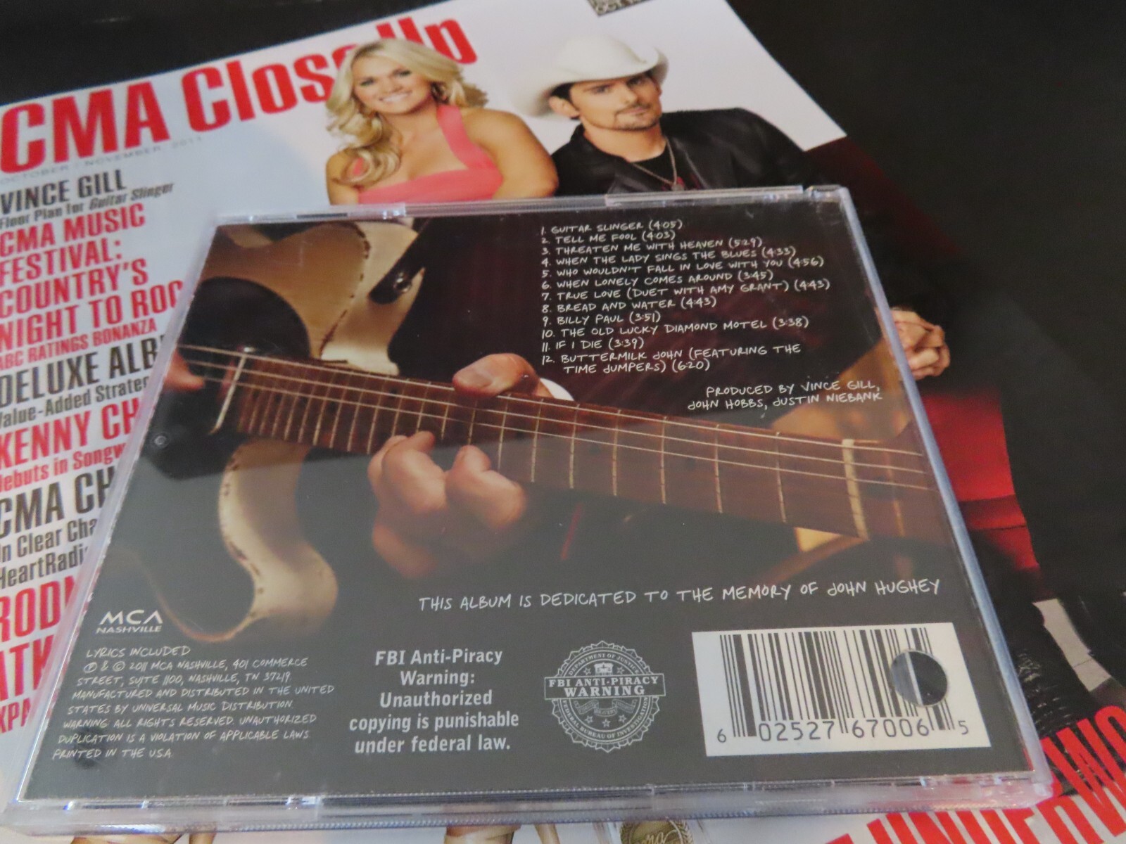 GUITAR SLINGER by VINCE GILL-Rare PROMOTIONAL CD w/ CMA Magazine Feature--CD