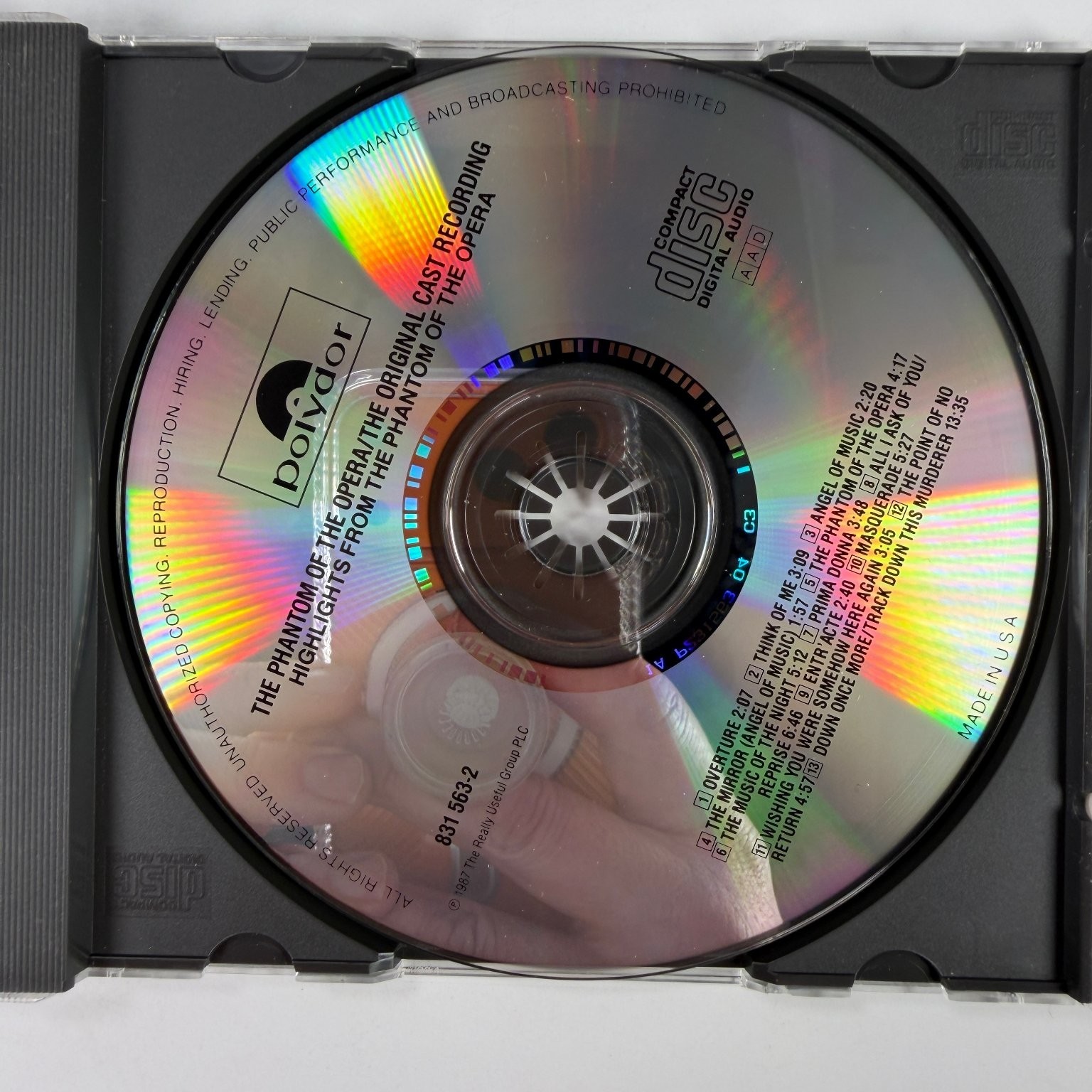 Phantom of the Opera Highlights CD 1987 Original Cast Recording Polydor
