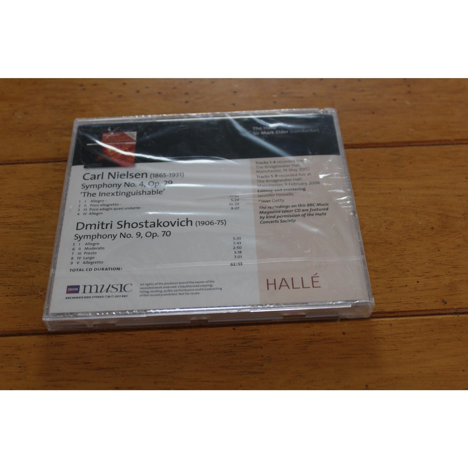 Nielsen Shostakovich CD Symphony No. 4 Inextinguishable No. 9 Halle BBC Sealed