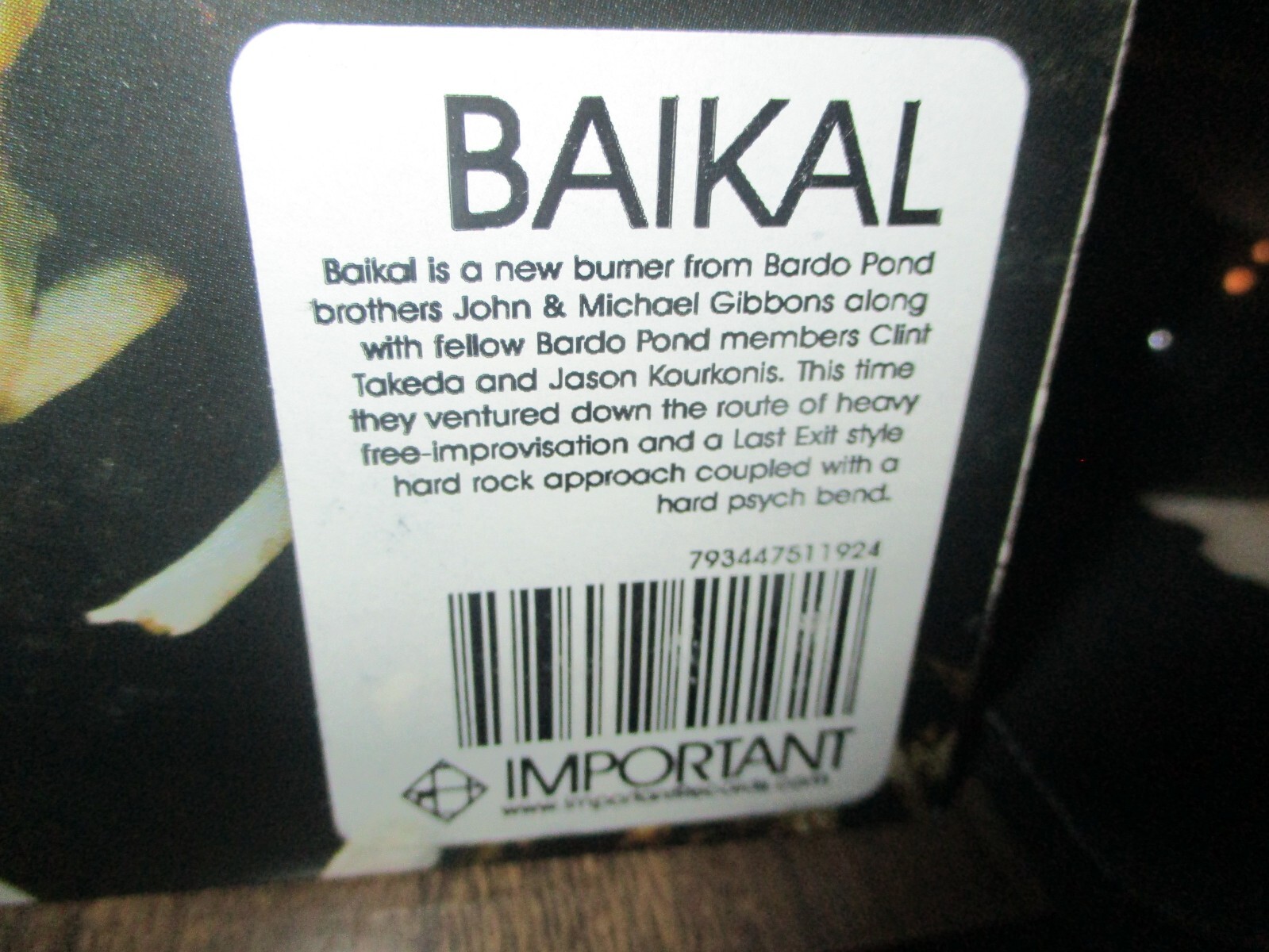 2007 BAIKAL S/T G/F Card CD Important IMPREC119 Hype BARDO POND Stoner VG+/NM