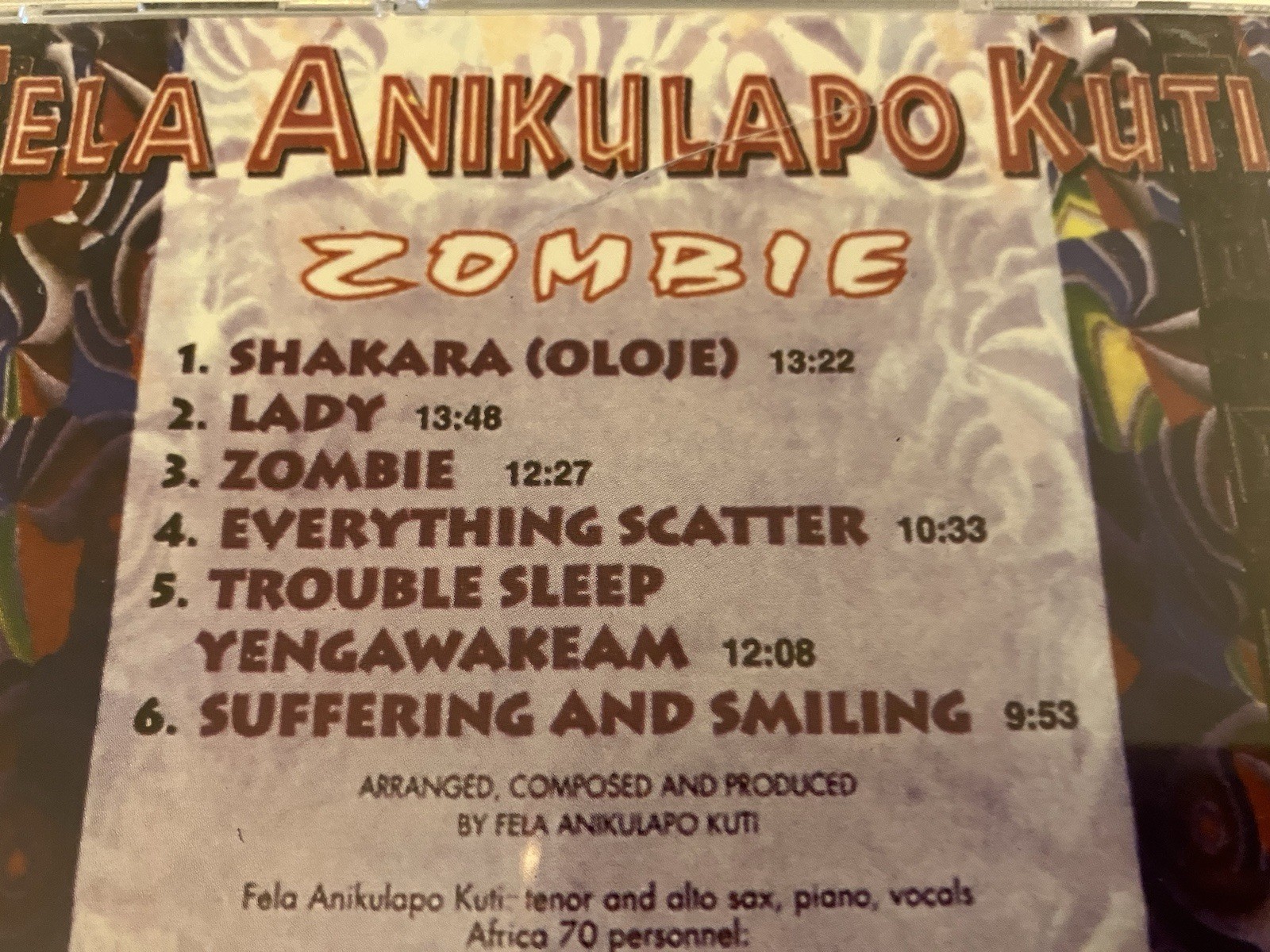 ZOMBIE FELA ANIKULAPO KUTI & THE AFRICA 70 CD 1997 NIGERIA AFROBEAT ACTIVIST