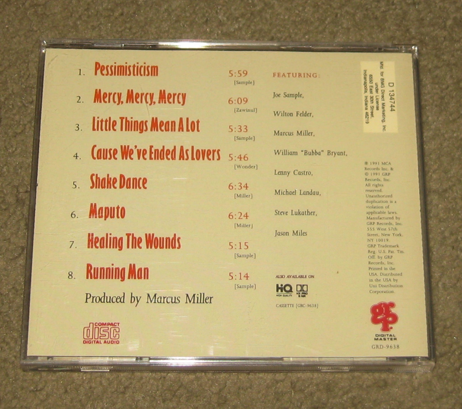 The Crusaders - Healing The Wounds (CD, 1991, GRP Records) Soul Jazz