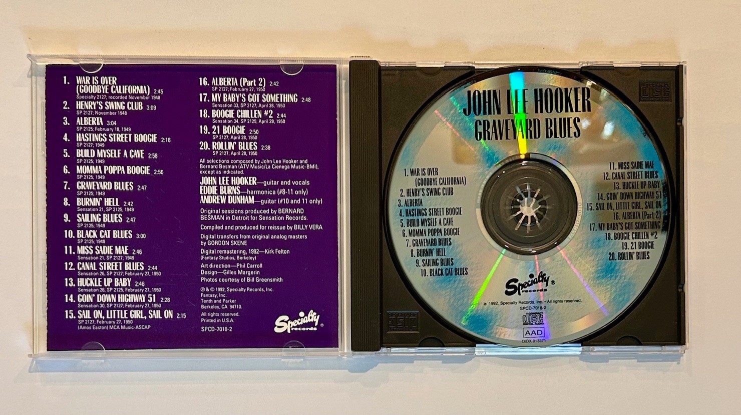 Hooker, John Lee - Graveyard Blues (Specialty Records, 1992, US CD)