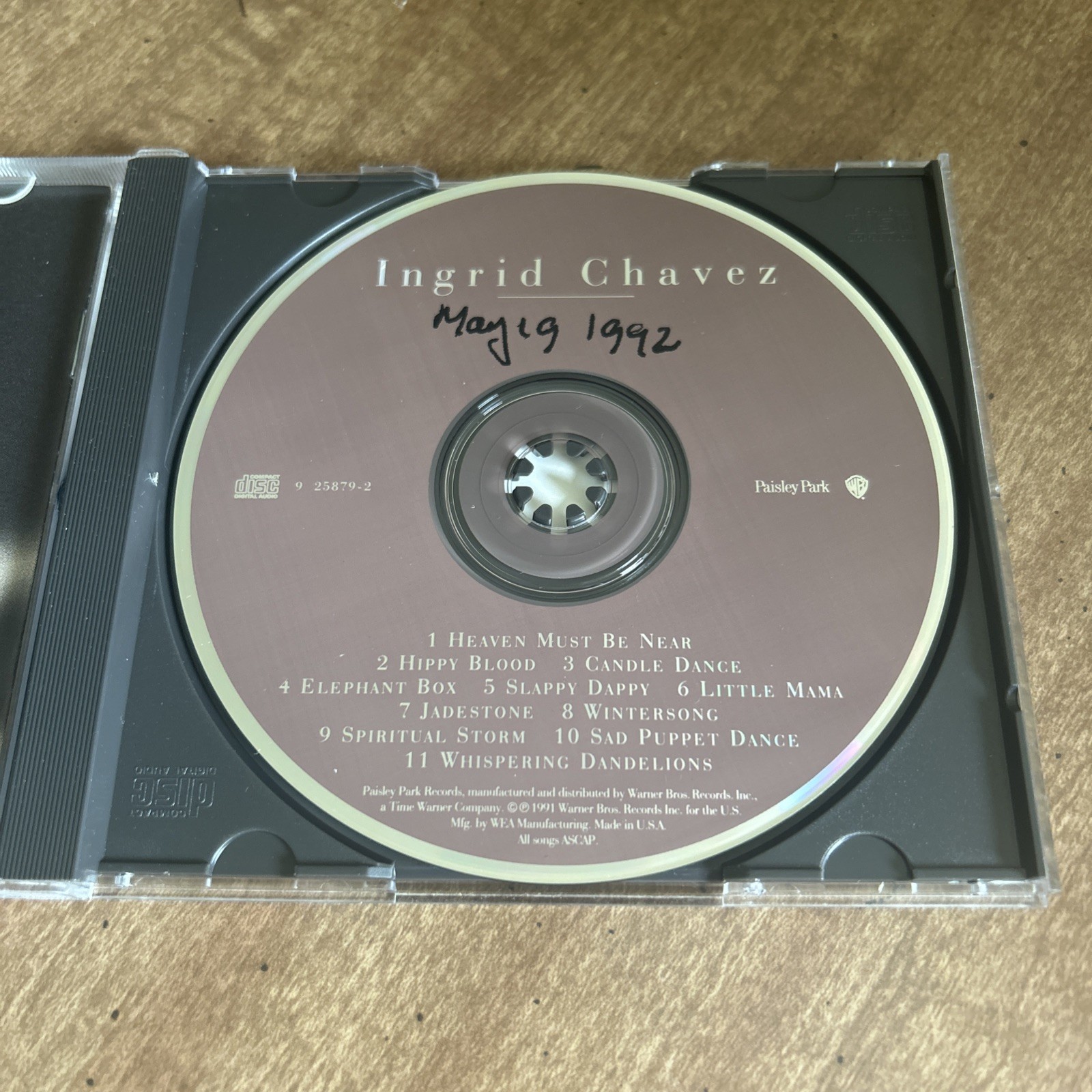 INGRID CHAVEZ May, 19, 1992 RARE Promotional Album CD w/Prince-Super RARE!