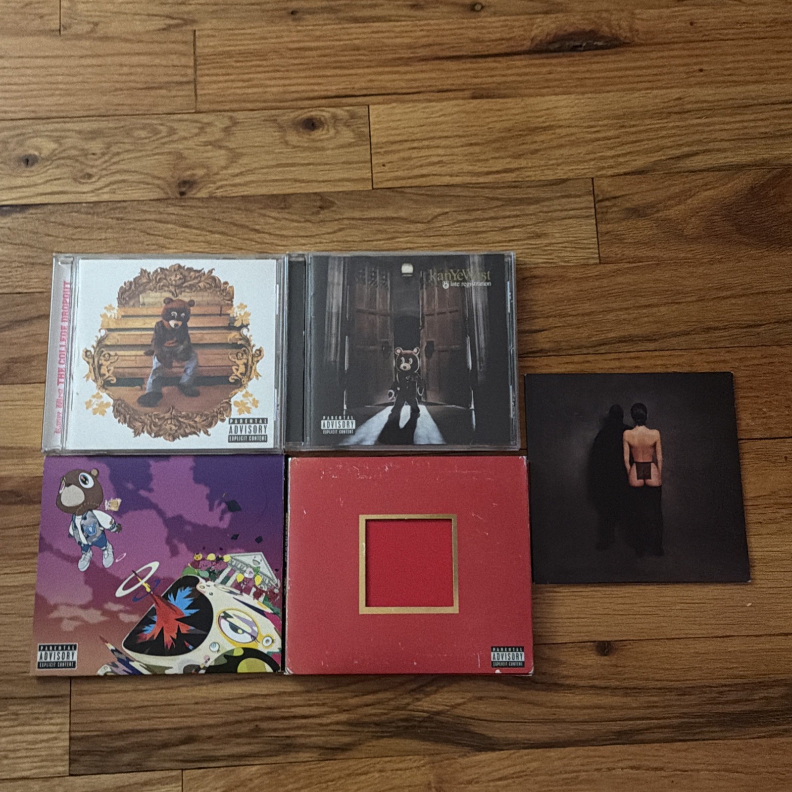 Kanye West CD Lot Of 5 College Dropout, Late Registration, Graduation, MBDTF