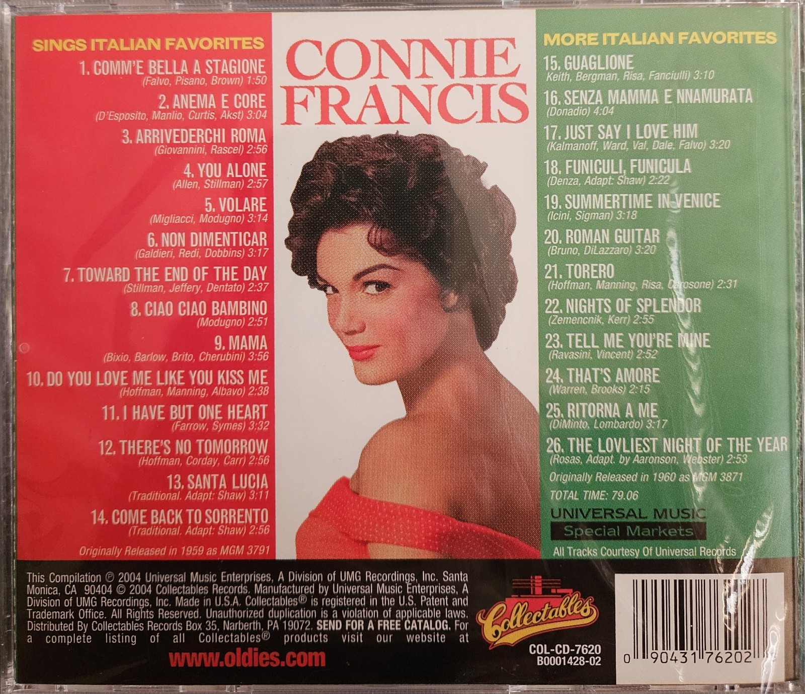 Connie Francis - Sings Italian Favorites/ More Italian Favorites - BRAND NEW CD