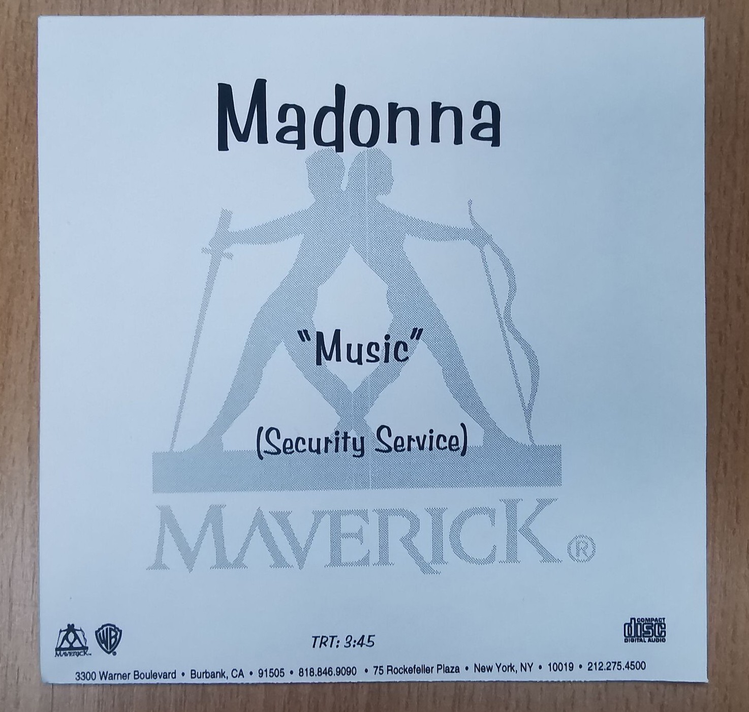 MADONNA CD Music 1 Track Pre-production 'In-House' REFERENCE CD PROMO V Rare