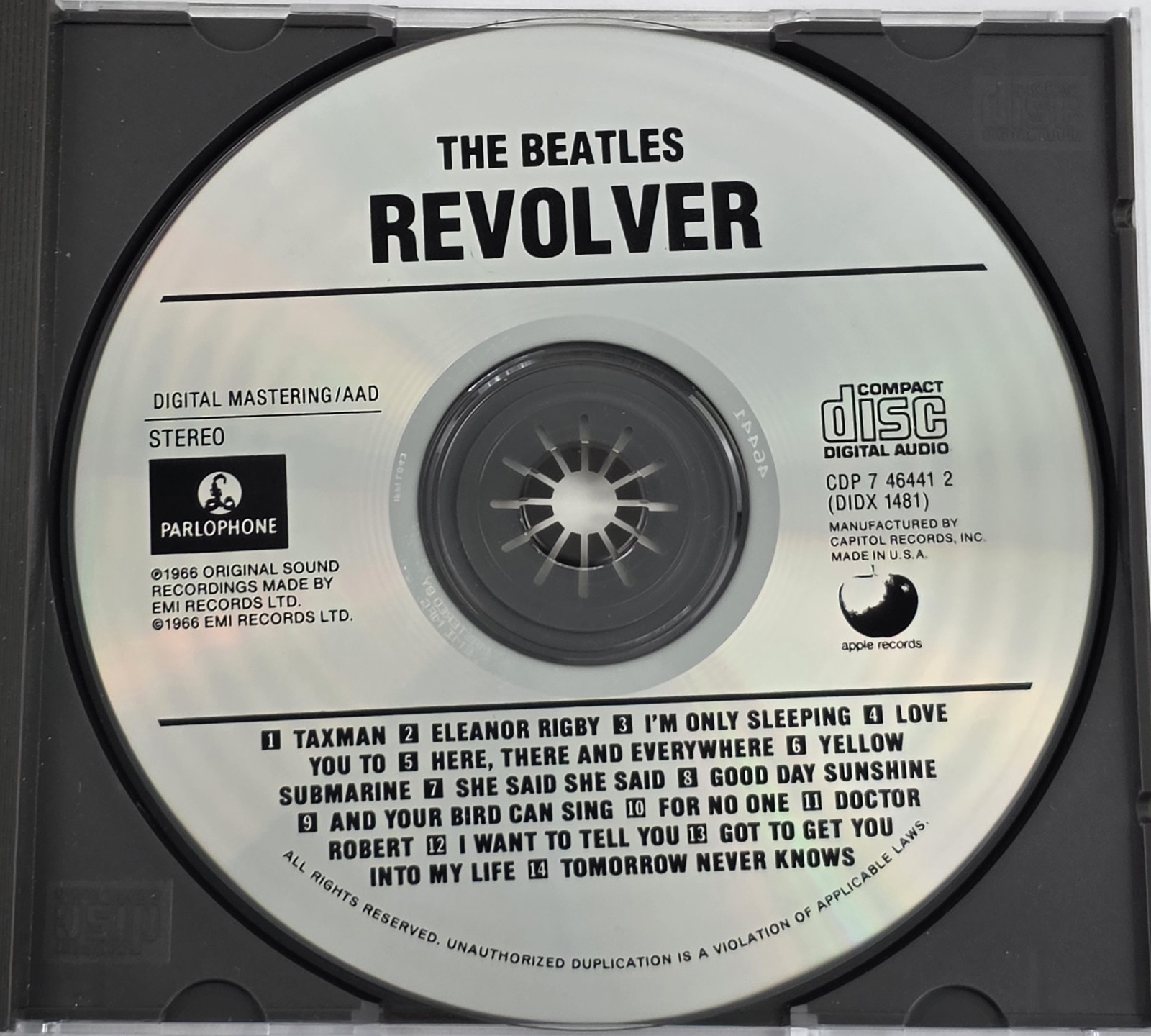The Beatles Revolver CDP 7 46441 2 Apple Records CD EMI MFG Repress