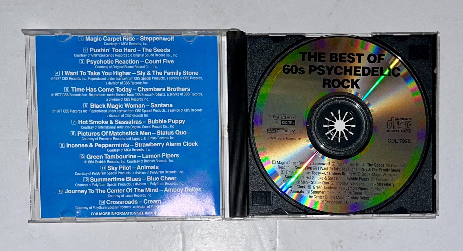Best Of 60s Psychedelic Rock CD 1988 Priority Records Various Artists TESTED