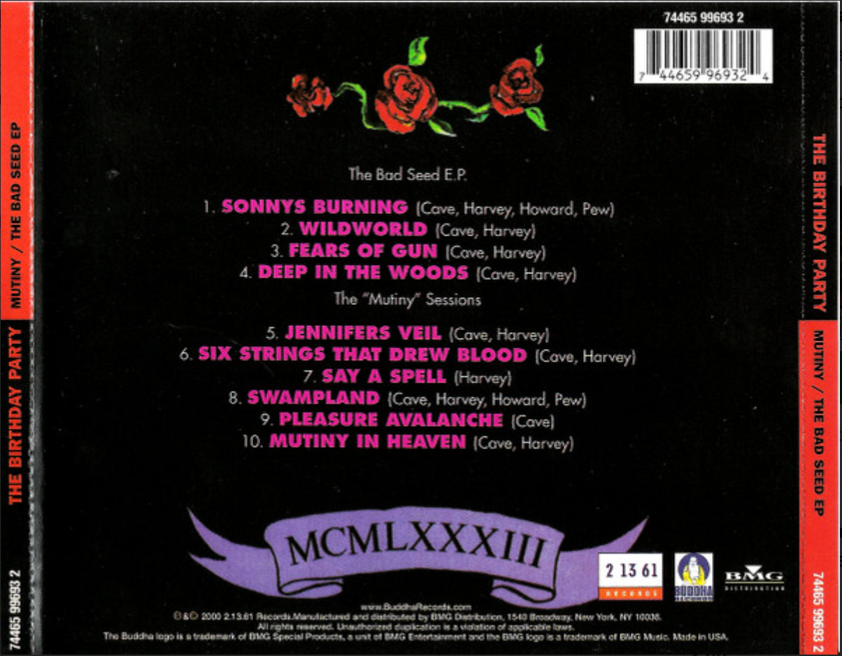 THE BIRTHDAY PARTY Mutiny/The Bad Seed CD 2.13.61 Records 2000 Remaster EX