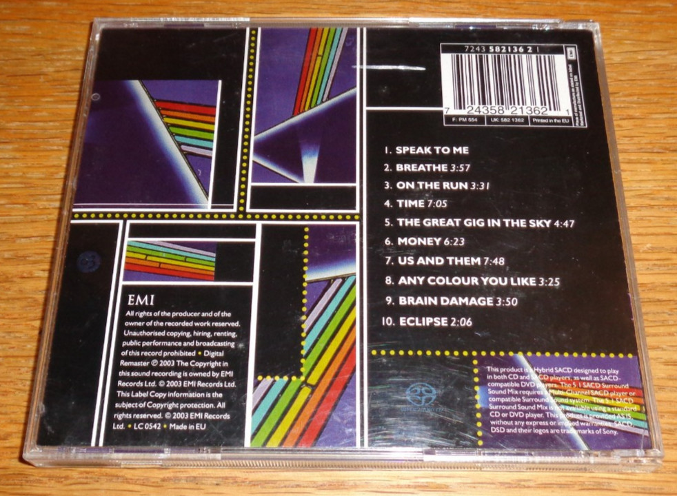 Pink Floyd Dark Side Of The Moon Gold SACD Capitol 5.1 Surround UK 30th Hybrid