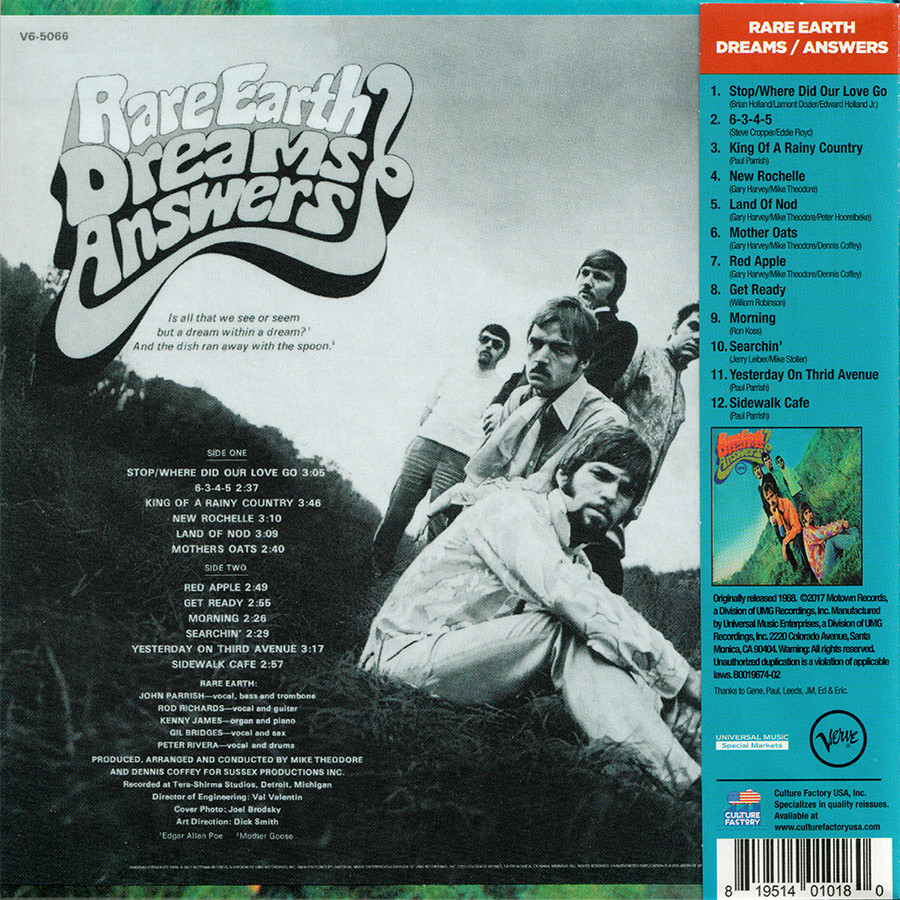 Rare Earth ~ Dreams / Answers (1968) CD 2017 Culture Factory USA •• NEW ••