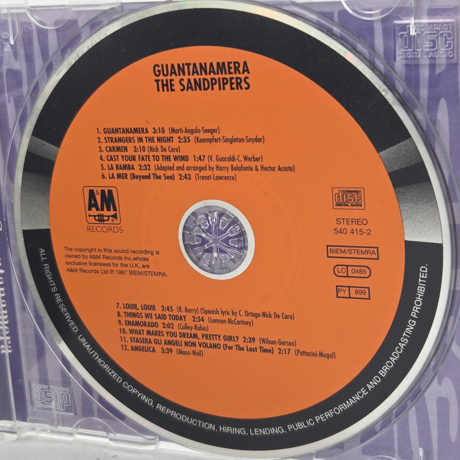 THE SANDPIPERS Guantanamera CD Like New United Kingdom 60s Easy Listening