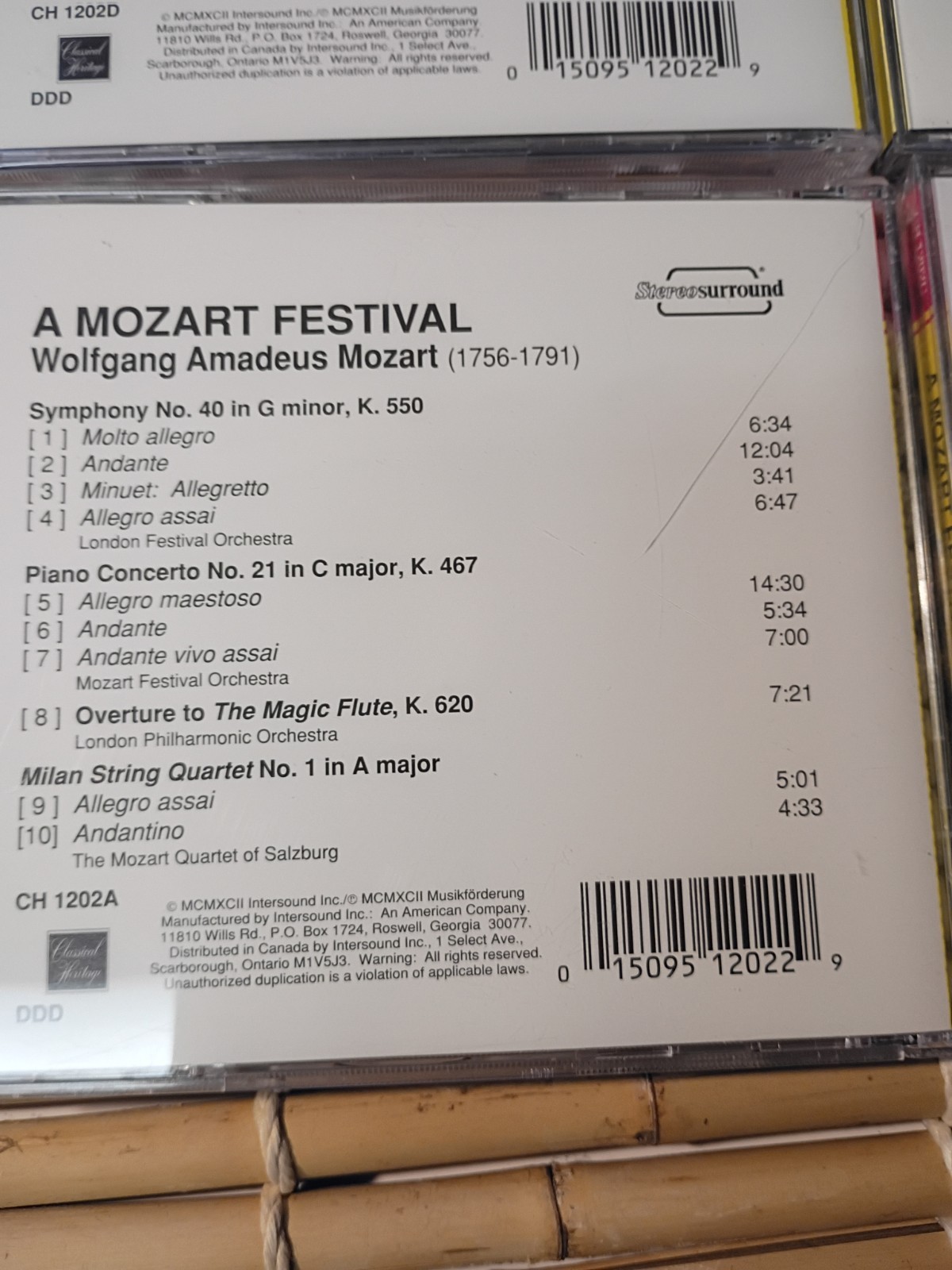 A Mozart Festival Set Of 4 CDS Great Condition 1993