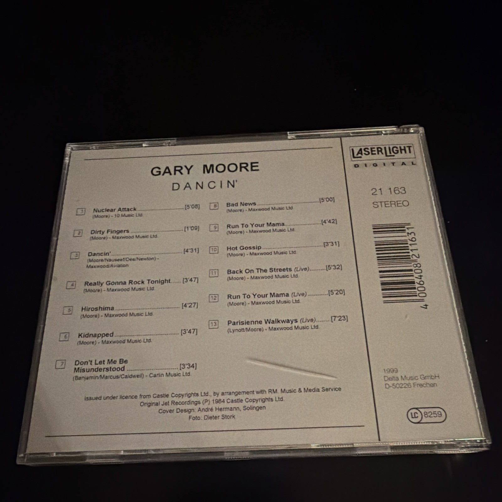 Gary Moore Dancin' CD Album LaserLight Digital 1999 Rock 21 163
