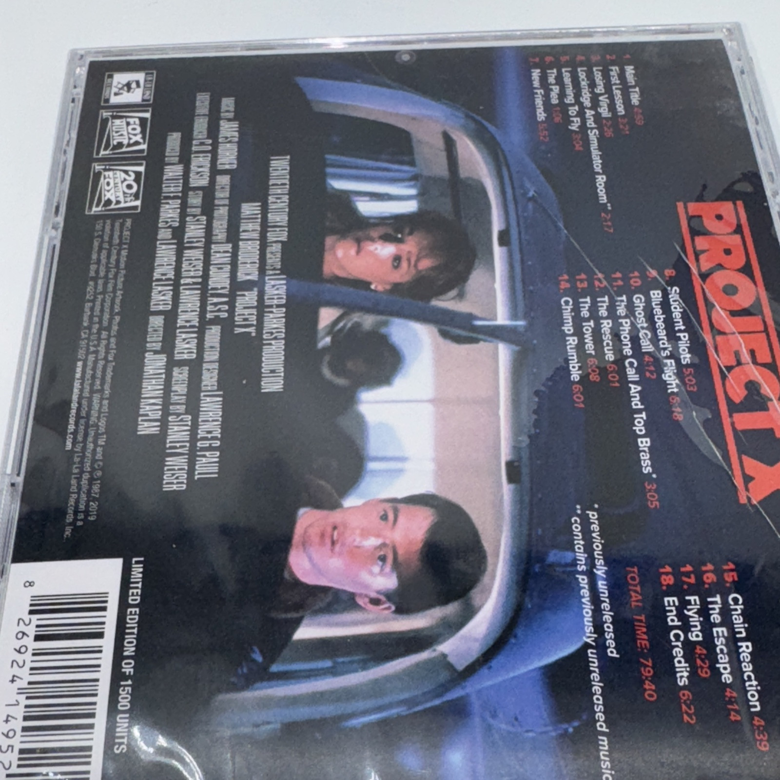 PROJECT X (1987) Limited Edition Soundtrack CD by James Horner Sealed 1/1500